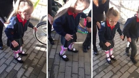 Una niña de cuatro años con parálisis cerebral empieza el cole dando sus primeros pasos sin ayuda
