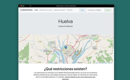 QueCovid.es, una web que informa de las restricciones que hay en tu localidad y código postal por el COVID-19