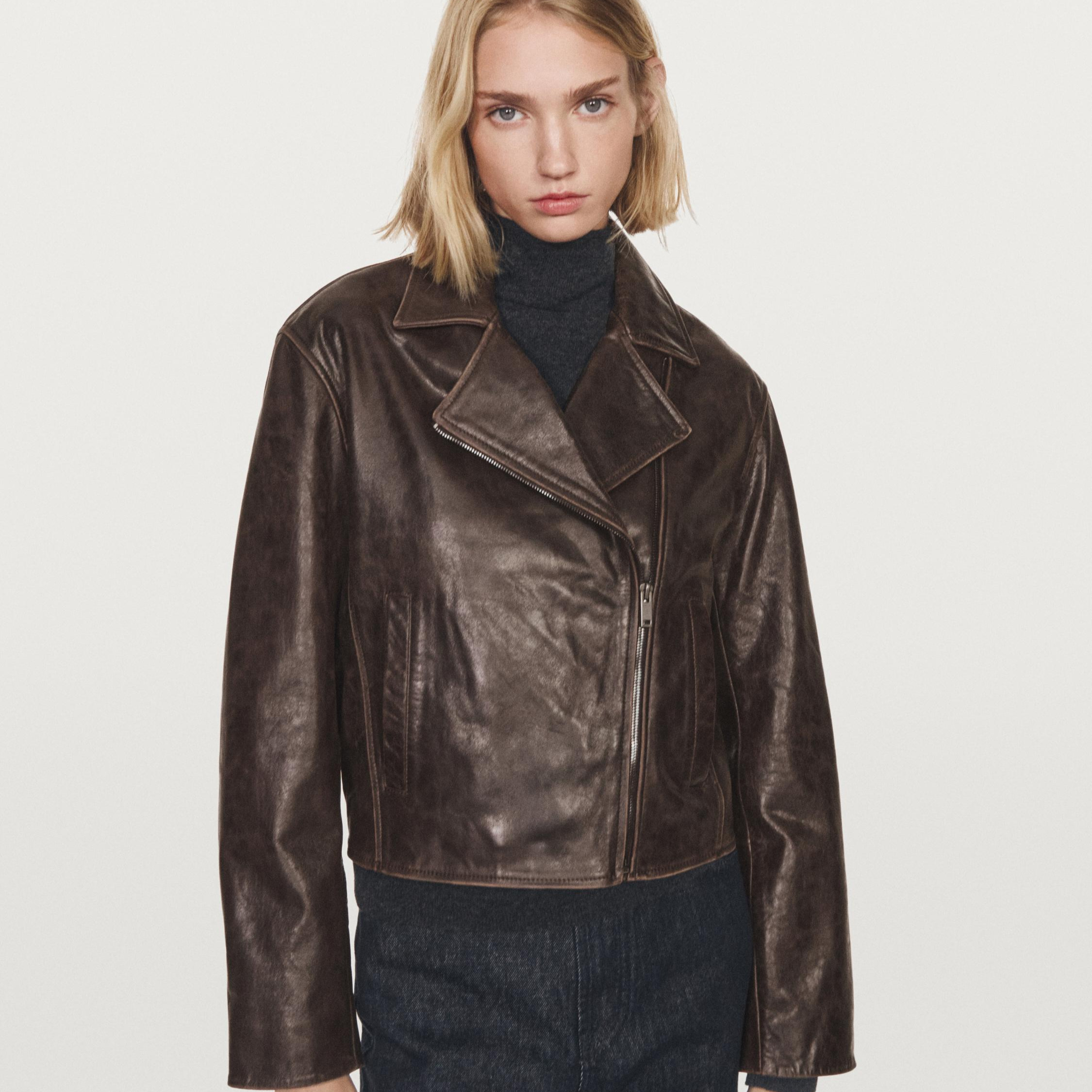 Cazadora biker piel napa