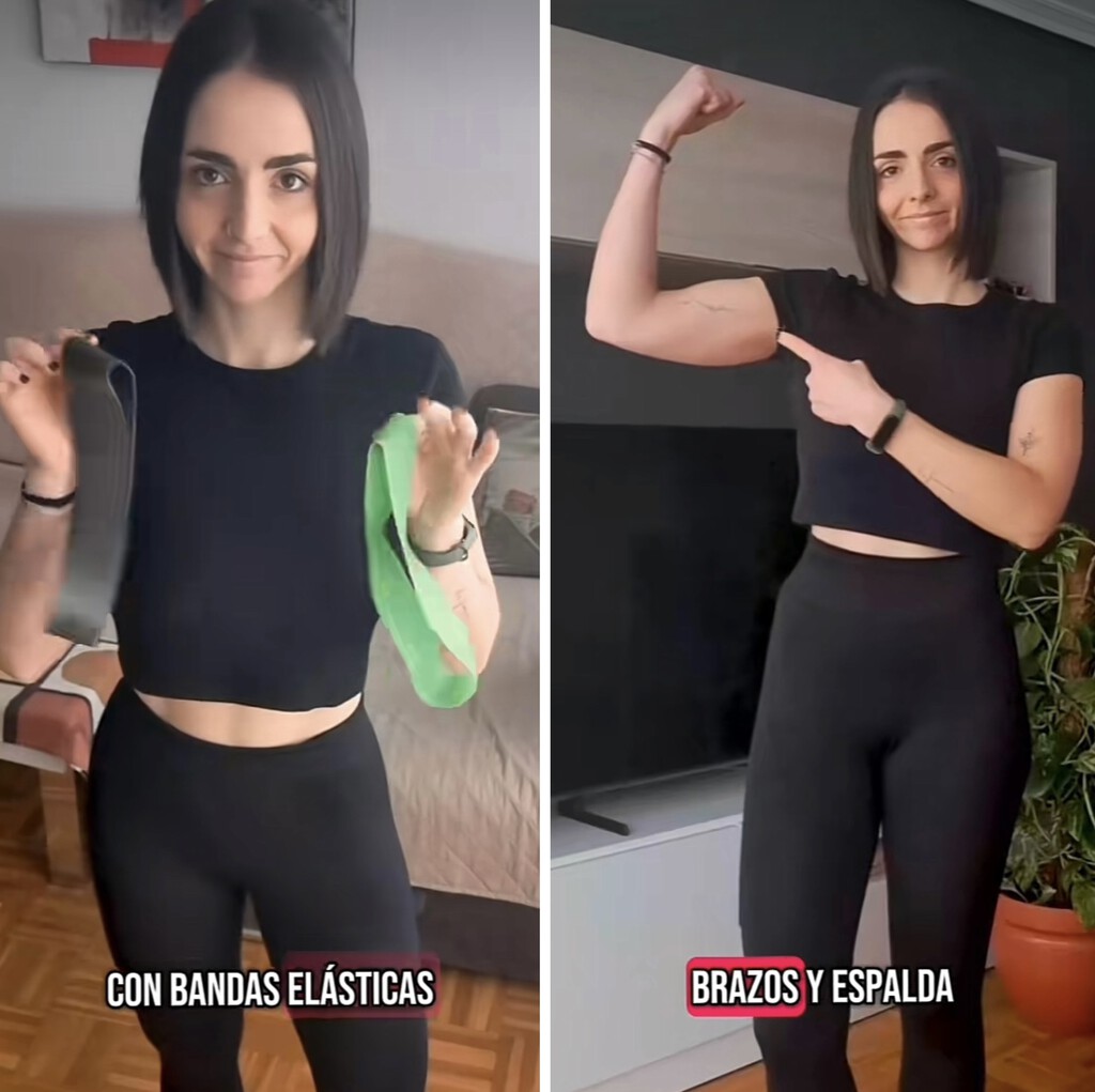  Brazos sin flacidez con solo cuatro ejercicios que puedes hacer con gomas elásticas. Esta entrenadora te explica cómo hacerlos 