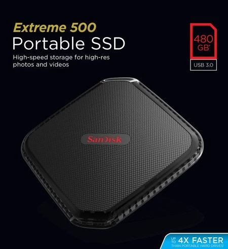 SSD portátil SanDisk Extreme 500, de 480GB, a su precio mínimo en Amazon: 130,50 euros