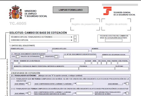 Procedimiento para modificar la base de cotización como autónomo