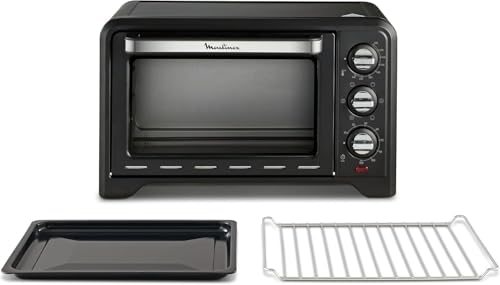 Moulinex Optimo OX4448- Horno de Conveccción de 19 L, 6 Modos de Cocción , Termostato hasta 240 y Temporizador hasta 120 Minutos, Bandeja de Horneado y Rejillas Reversibles, Diseño Compacto