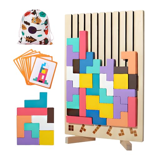 Juguetes Montessori NiñOS 3 4 5 6 AñOs, Rompecabezas 3D De Madera para NiñOs Juego De Pensamiento Educativo Tetris Rompecabezas De Madera con Bloques De ConstruccióN Educativo Regalopara NiñOs