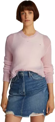 Tommy Jeans Jersey Mujer Open Knit con Cuello de Pico