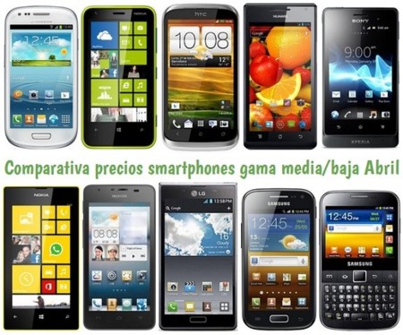 Comparativa Precios Smartphones más baratos Abril 2013