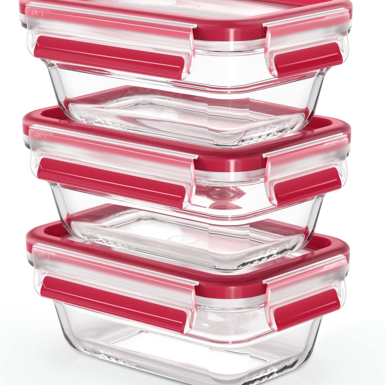 Emsa - Set de 3 herméticos rectangulares Clip&Close Glass Emsa.