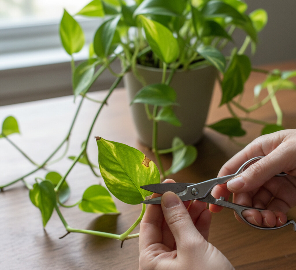 Los expertos en plantas de Vivero Torrents recomiendan: "Para que tu poto luzca bonito y saludable, corta las puntas feas y limpia las hojas"
