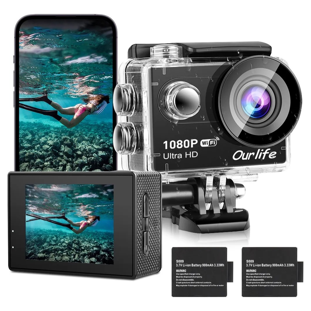 Camara de acción Ourlife con accesorios