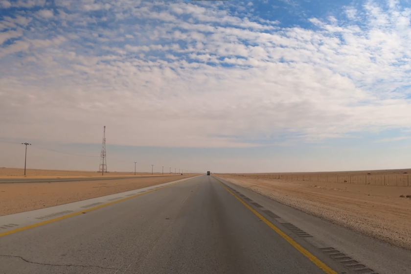 240 km without curves, in the middle of the desert and with truck traffic