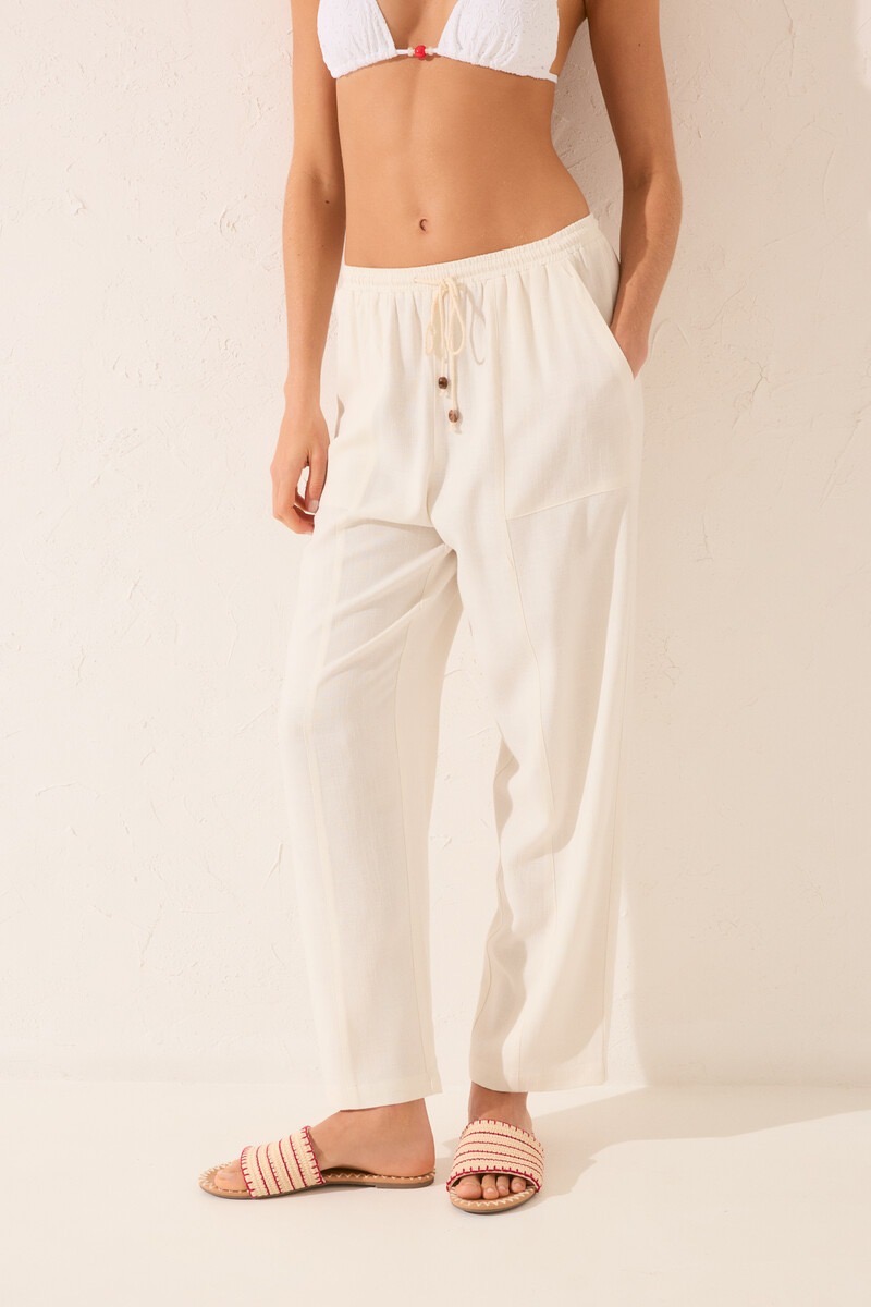 Pantalón Capri lino blanco