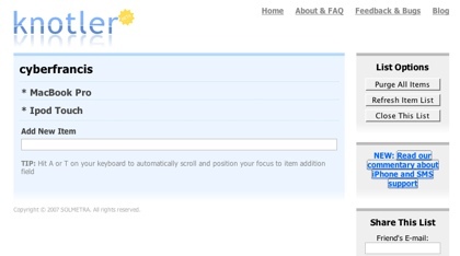 Knotler, la lista de la compra versión 2.0