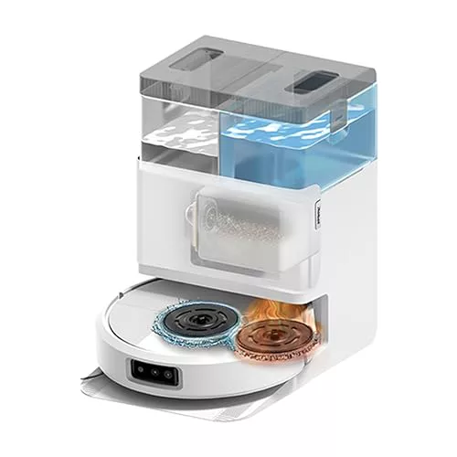 iRobot Roomba Plus 505 Combo con Base AutoWash multifunción y autolimpiable, mopas DualClean con PerfectEdge, PrecisionVision IA, Clearview Pro LiDAR, Secado Aire Caliente mopas, 75 días autovaciado_B