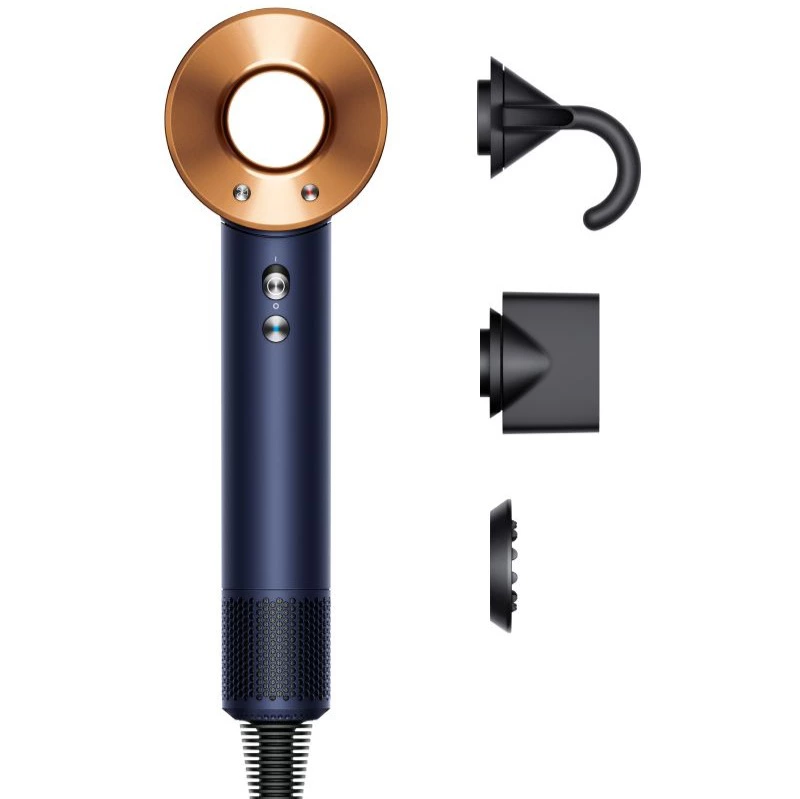 Secador - Dyson Supersonic™ HD07, Accesorios, Tecnología Avanzada, 1600 W, Secado rápido, 3 Temp, Prussian Blue/Cooper
