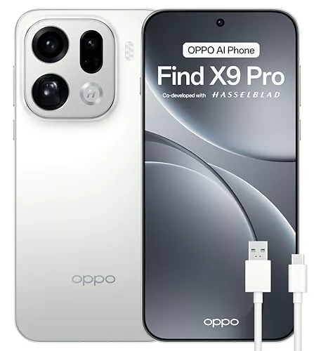 OPPO Find X9 Pro 5G – Smartphone Libre con IA, 16GB RAM+512GB, Cámara Hasselblad 200MP, Zoom 120x, Batería 7500mAh, Carga Rápida 80W, IP69, Dual SIM, Versión Española - Blanco