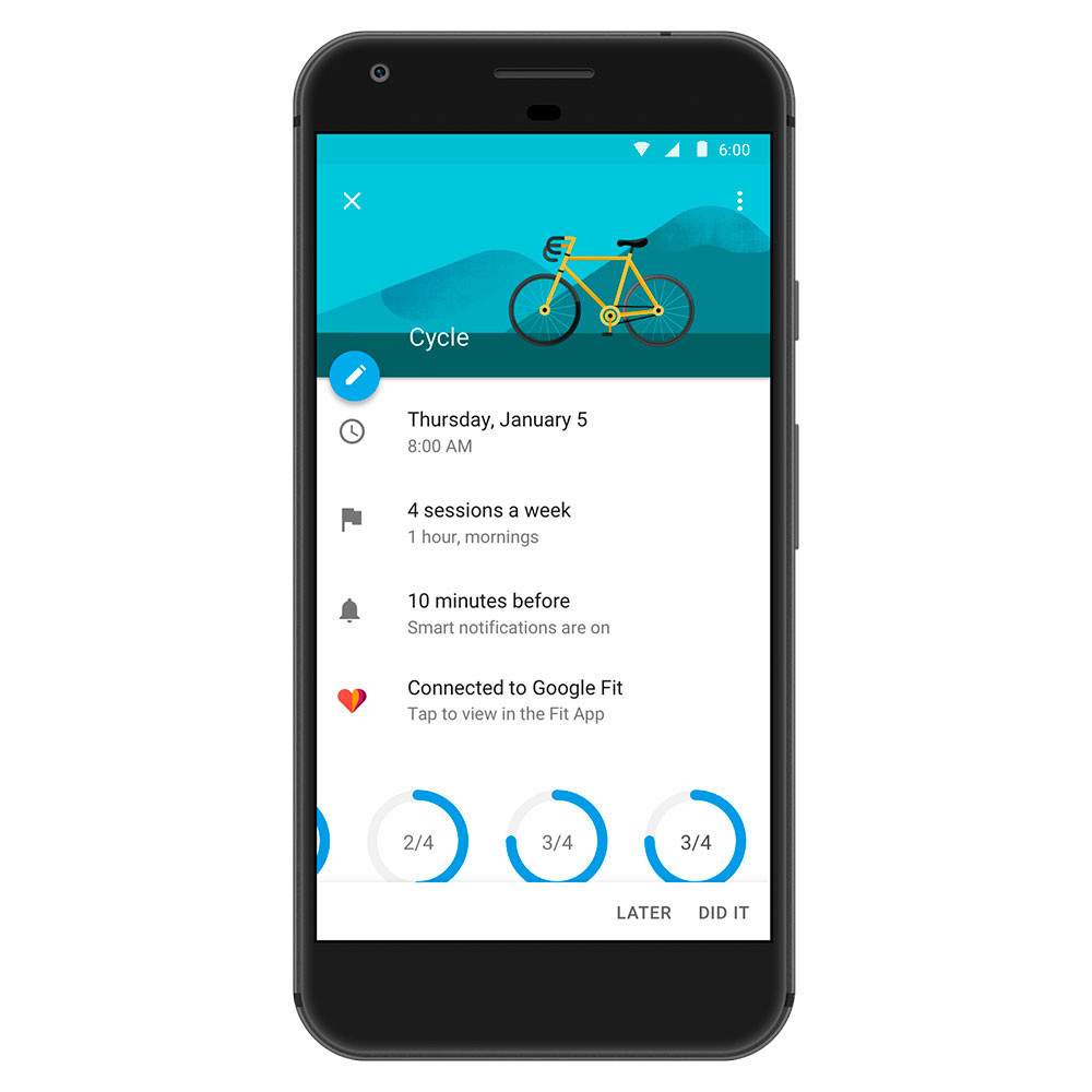 Google Calendar se integra con Google Fit para llevar un seguimiento de