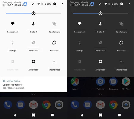 ピクセル モード (左) と反転モード (右)