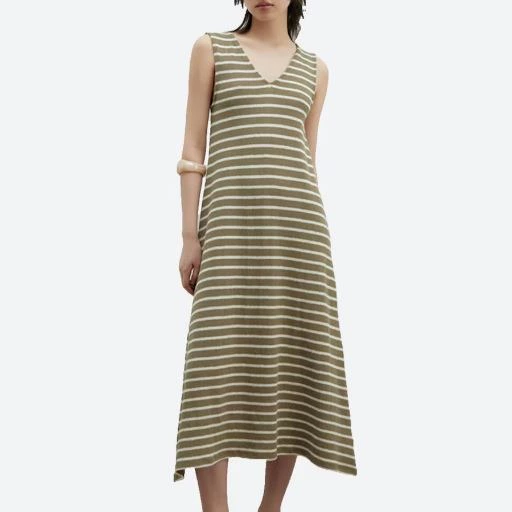 Vestido rústico de rayas
