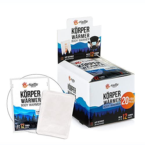 HELLO HEAT - Calentador corporal, 20 unidades, almohadilla térmica de uso inmediato, 12 horas de calor para espalda, hombros, nuca o rodilla