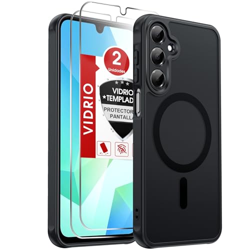 LeYi Funda Mate para Samsung Galaxy A16 y Protector de Cámara con 2 Piezas Cristal Templado, Negro