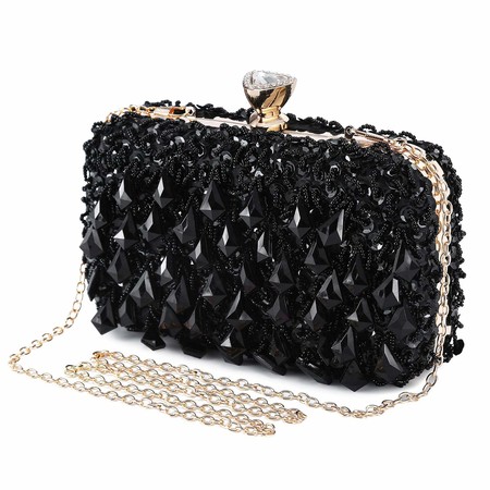 De alta calidad de satén nupcial Baile de graduación Noche Clutch Bag Elegante Cristal Broche Bolso de mano
