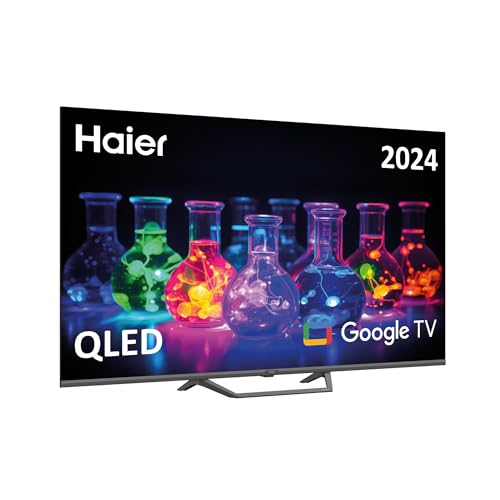 Haier QLED 4K UHD H50S80EUX - Smart TV 50", Google TV, Dolby Audio, HDR 10, Smart Remote Control, Google Assistant, Bluetooth 5.1, DBX TV, HDMI 2.1 x 4, Sin Marcos, 2024