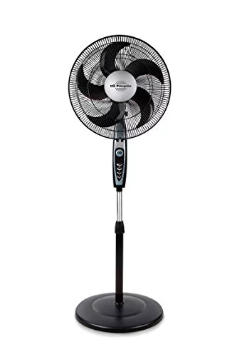 Orbegozo SF 0149, Ventilador de pie, 60 W, 3 velocidades, oscilante, silencioso, cabezal inclinable, altura regulable hasta 128 cm, rejilla de seguridad, tamaño de aspas 40 cm, color negro