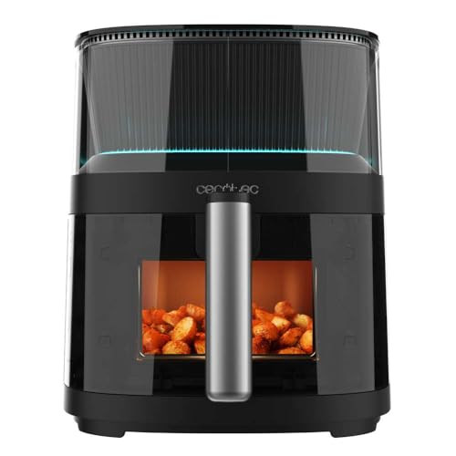 Cecotec Freidora de Aire sin Aceite de 5 L Cecofry Neon 5000 Air Fryer. 1500W, Spray de Agua, Ventana, Luz Interior, Tecnología PerfectCook, 10 Menús, Panel de control Táctil, 80º-230ºC