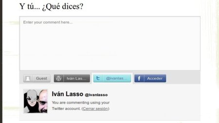 Wordpress.com permite identificarse en los comentarios con Facebook y Twitter