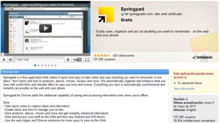SpringPad añade modo offline a su aplicación de la Chrome Web Store