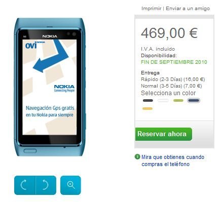 Nokia N8 aparece en la tienda online Nokia española: 469 euros