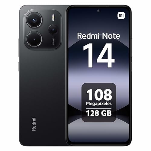 XIAOMI Redmi Note 14 - Smartphone de 6+128GB, Pantalla de 6.67" AMOLED FHD+ 120Hz, MediaTek Helio G99-Ultra, cámara de 108MP, TurboCharge 33W, 5500 mAh, Cargador no Incluido, Negro (Versión ES)