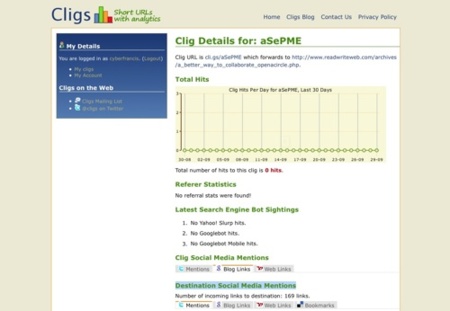 Cligs, otro acortador de URLs con estadísticas integradas