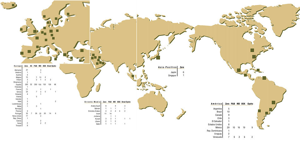 Foto de Mapas de expansión internacional de Inditex (1/3)
