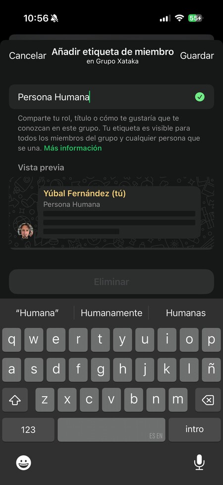 Como configurar sua etiqueta em um grupo do WhatsApp - Passo 4
