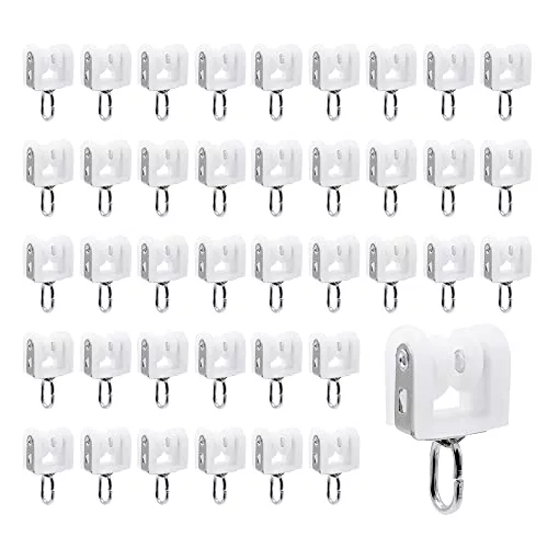 HLIWS Rodillos de riel de cortina,40 Piezas Riel exterior Polea para Pista de Cortina,con ruedas dobles,para Accesorios Para Rieles De Cortina(Blanco)