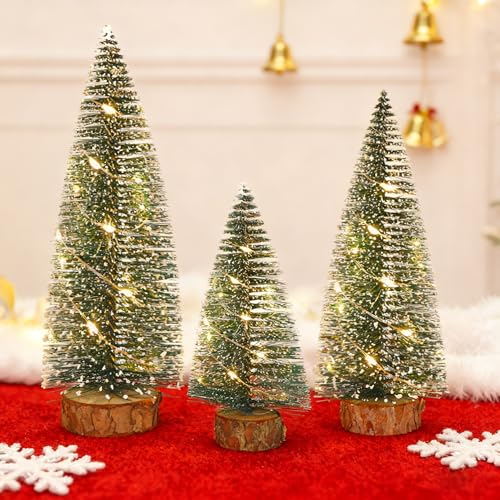 3 Piezas Mini Arboles de Navidad con Luces LED