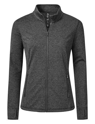 MoFiz Chaqueta Deportiva Mujer Cremallera Sudadera Forro Polar para Deportes Gris S