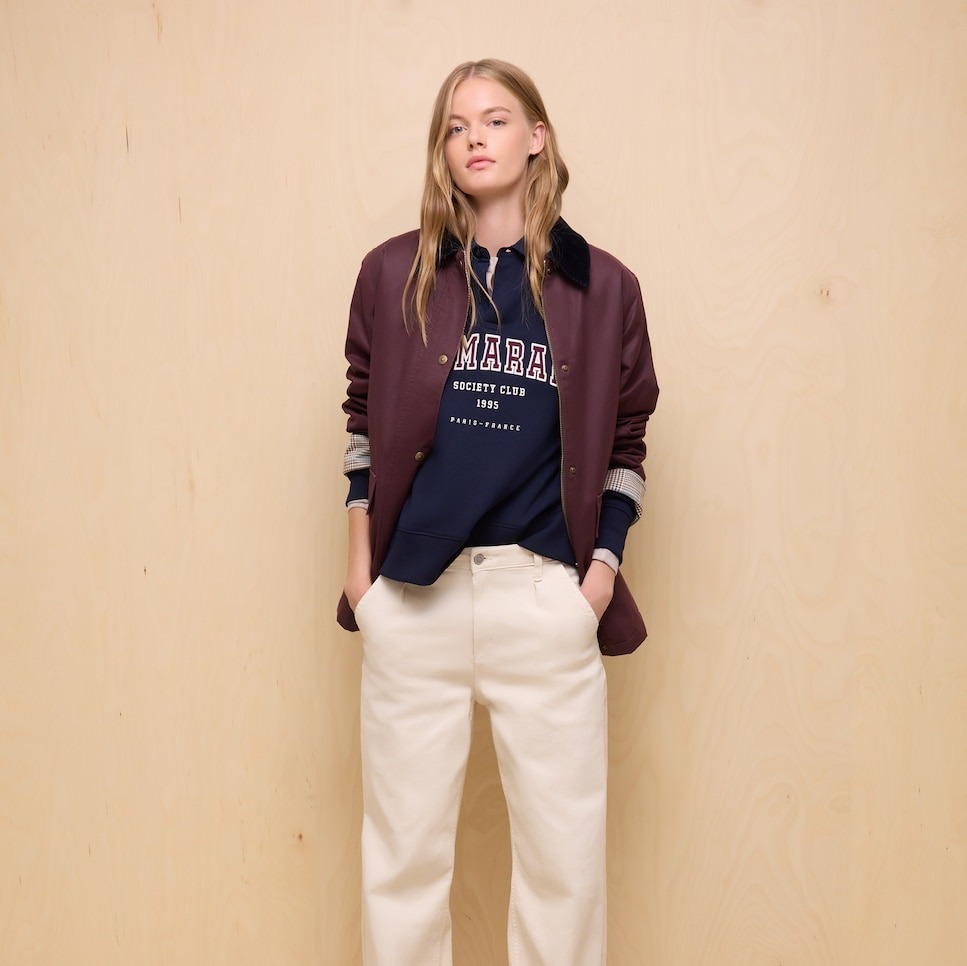 Easy Wear - Parka de mujer encerada de cuello pana.