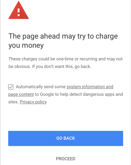 Chrome 71 Warning