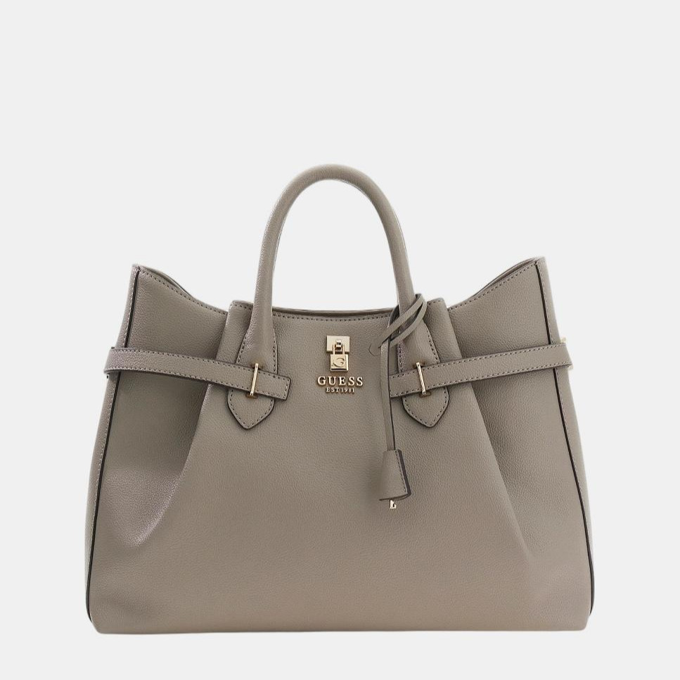 Bolso de mano con cierre cremallera - Guess - Topo