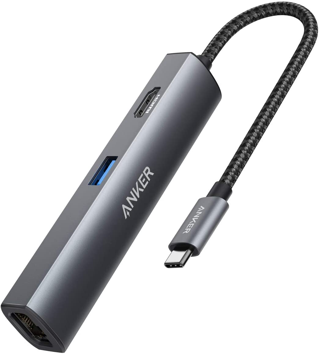Anker USB C, Adaptador 5 en 1 USB C con 4K USB C a HDMI, Puerto Ethernet, 3 Puertos USB 3.0