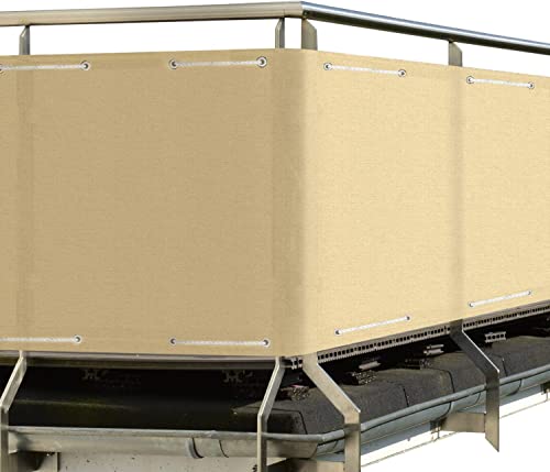 Sol Royal Privacidad Balcón Pantallas Protectoras 90x300 cm Crema SolVision HB2 – HDPE Cubierta Malla Protección UV Visual Opaca 160 g/m² Resistente a la Intemperie con Ojales & Cuerdas
