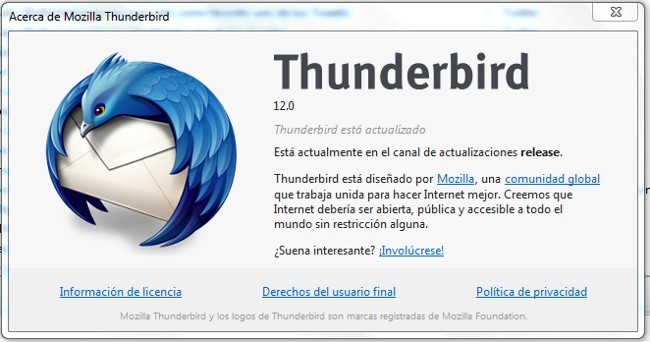 Disponible Thunderbird 12 con escasas novedades