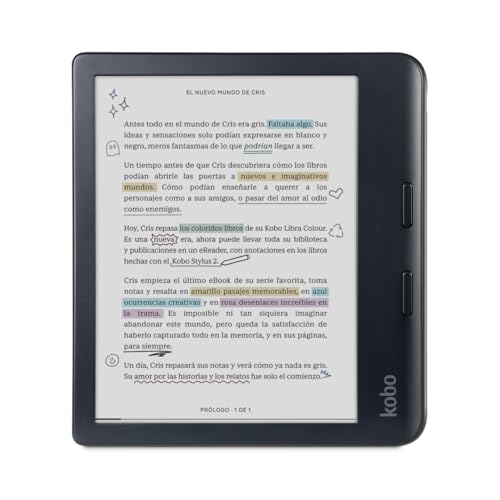 Kobo Libra Colour eReader | Pantalla E Ink Kaleido™ 3 de 7" | Temperatura del Color y Brillo Ajustables | Reducción luz Azul | eBooks y AudioBooks | Memoría 32 GB | Resistente al Agua | Negro