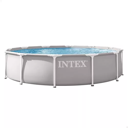 Intex - Piscina Desmontable, Gris, D366x76 cm, Capacidad para 6.503 litros
