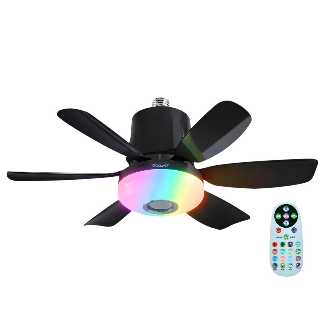 Ventilador lampara RGB con bocina - Negro