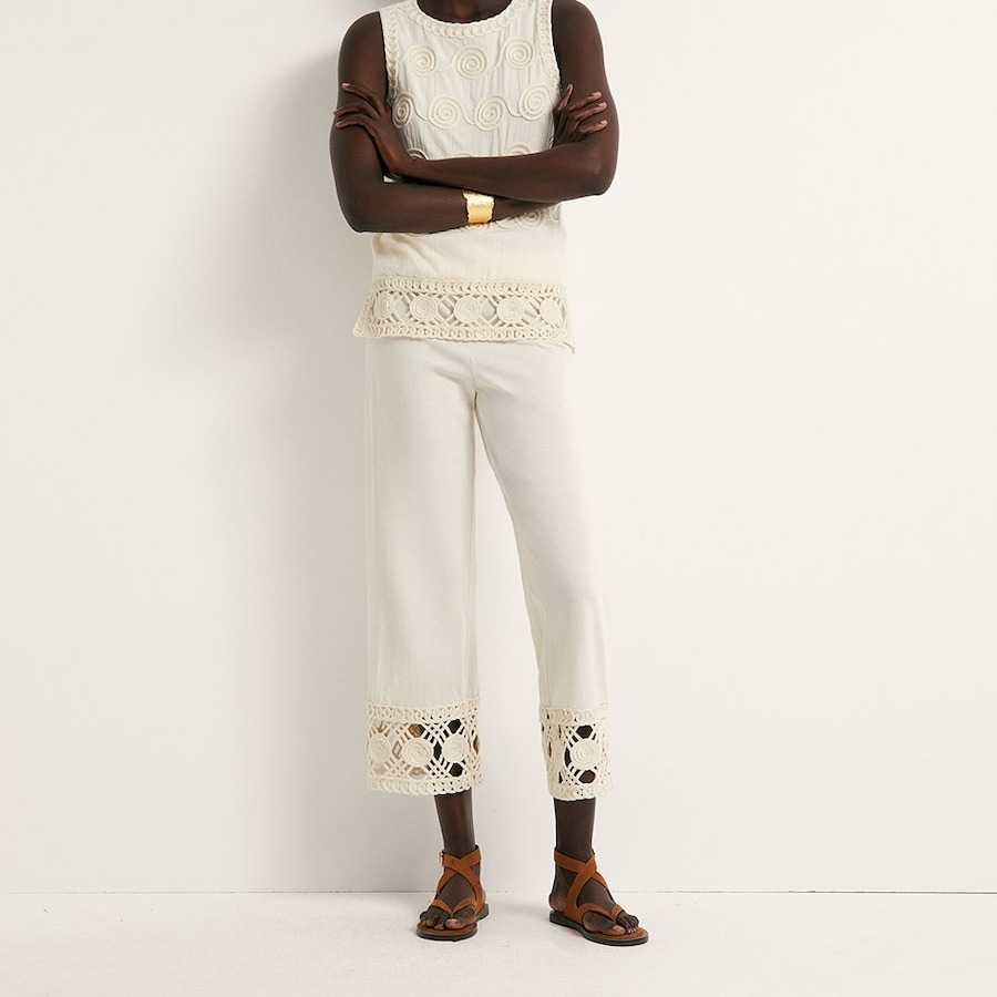 Pantalón bordado conjunto Crudo Sfera

