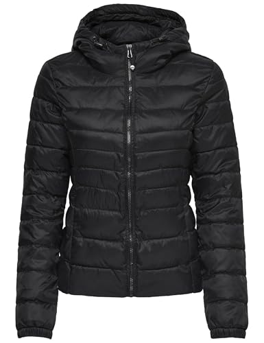 ONLY Onltahoe Hood Jacket Otw Noos, Chaqueta Mujer, Negro (Black Black), 40 (Talla del Fabricante: Medium)