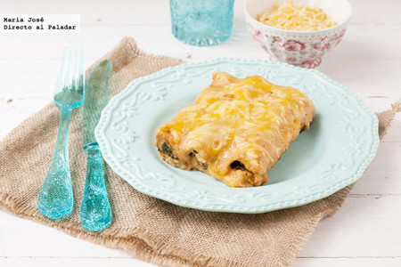 Canelones de espinacas con salsa de frutos secos. Receta